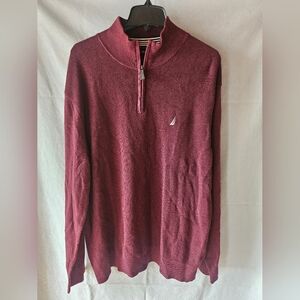 NWT Burgundy Nautica quarter zip sweater XXL